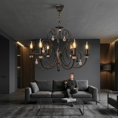 Lampadario per il soggiorno in cristallo lucente nuovo interno