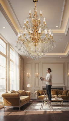Lampadario in cristallo per il soggiorno Grande lampada a soffitto per le ville 160x280