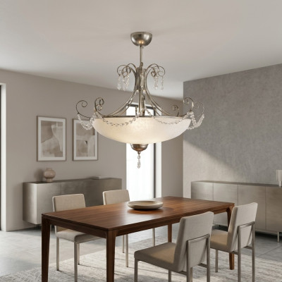Lampadario a sospensione in cristallo lampadario soggiorno lucido cromato nuovo