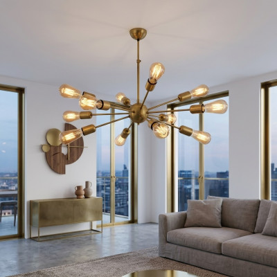 Lampada a soffitto elegante per salotto realizzata in materiali lucidi.