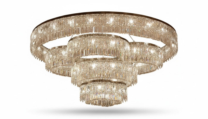 Lampadario per l'ingresso in cristallo brillante da interno di lusso nuovo