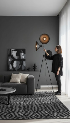 Lampada da terra moderna per soggiorno nuova 150 cm nera di lusso per interni