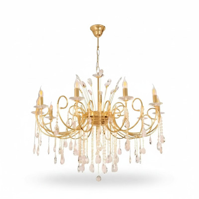 Lustro Bellissimo lampadario a soffitto in cristallo oro lampade.