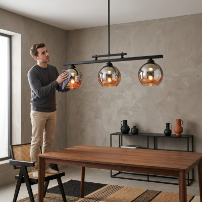 Lampada da soffitto, lampada nera, lampada da soggiorno di lusso, lampada a sospensione 20x65.