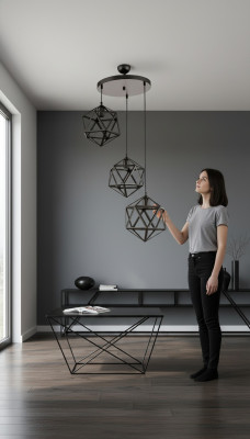 Sospensione nera per il soggiorno elegante, lampada da soffitto.