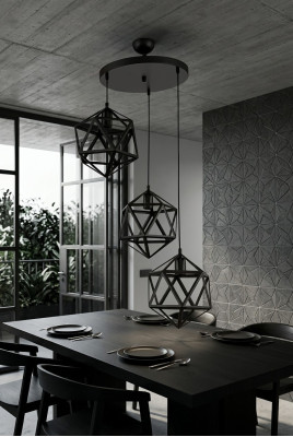 Sospensione nera per il soggiorno elegante, lampada da soffitto.