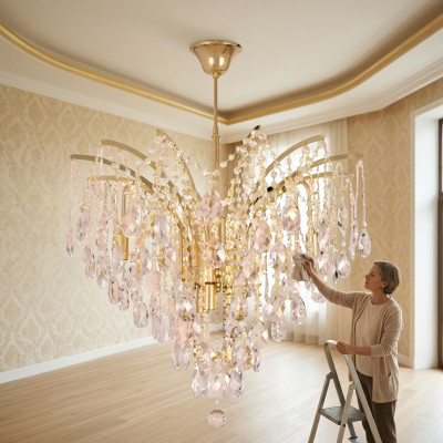 Elegante lampadario di cristallo per l'arredamento esclusivo degli interni.
