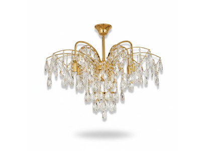 Lampadario francese dorato in soggiorno, lussuose lampade