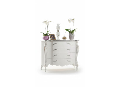 Comò bianco design classico di lusso in legno per camera da letto, credenza.