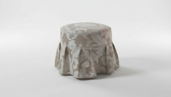 Grigio Pouf di lusso Rotondo Pouf imbottito Tessile Pouf Ottomana