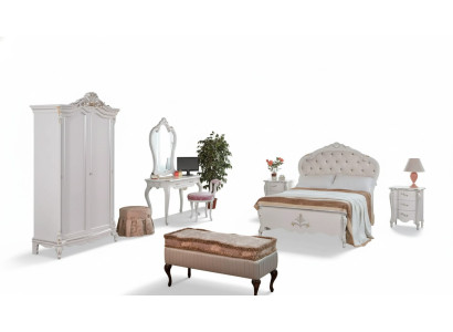 Set completo camera da letto Letto Comodini Armadio Sgabello 8 pezzi