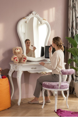 Set da toeletta con specchio da consolle per mobili da camera da letto Design2tlg in legno.