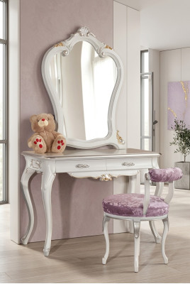 Set da toeletta con specchio da consolle per mobili da camera da letto Design2tlg in legno.