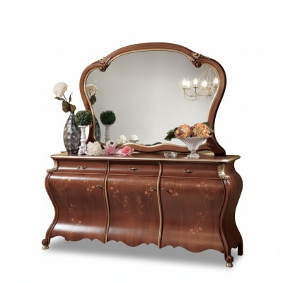 Comò con specchio, mobile console, comodini con cassetti, set di 2 pezzi.