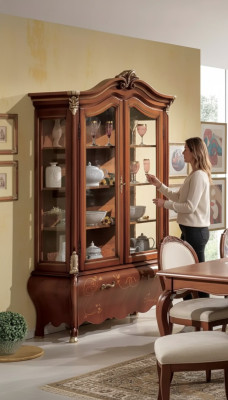 Vetrina in legno di lusso credenza Design armadi Marrone Mobili italiani Nuovi