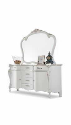 Comò specchio cassetti scaffali di lusso gruppo mobile Nuovo set 2 pezzi