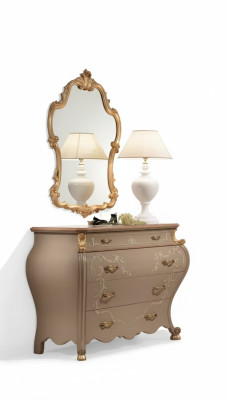 Comò specchio gruppo design in legno mobiletto mobile set 2 pezzi