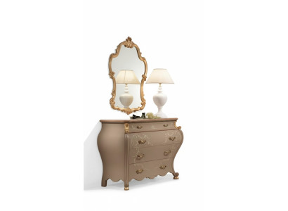 Comò specchio gruppo design in legno mobiletto mobile set 2 pezzi