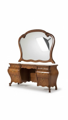Set da toeletta con specchio in due parti per arredamento da camera da letto.