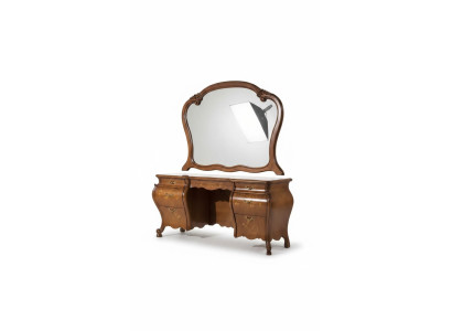 Set da toeletta con specchio in due parti per arredamento da camera da letto.