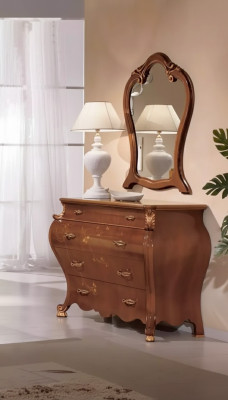 Camera da letto Specchio Comò Legno Design classico Lusso Marrone Nuovo