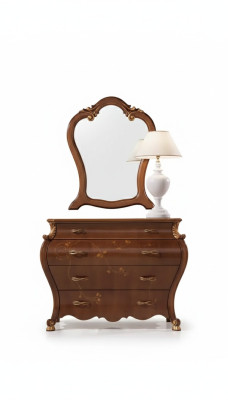Camera da letto Specchio Comò Legno Design classico Lusso Marrone Nuovo