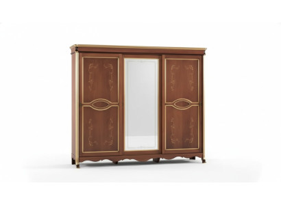 Armadio classico in legno massiccio marrone con specchio per camera da letto