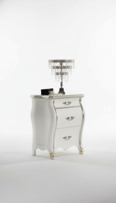 Comodino con 3 cassetti, design in legno classico, nuovo.