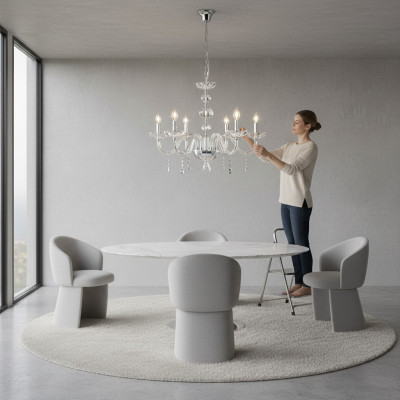 Lustro di cristallo di lusso Lampadario a sospensione Lampadario di design Lampadario a sospensione in vetro
