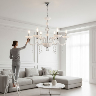 Lampadario a cristalli plafoniera Zeus Plafoniera bianca Lampada