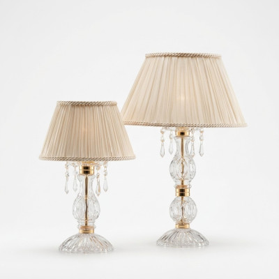 Stile antico Lampada da tavolo beige Lampadario Luminarie da tavolo in cristallo