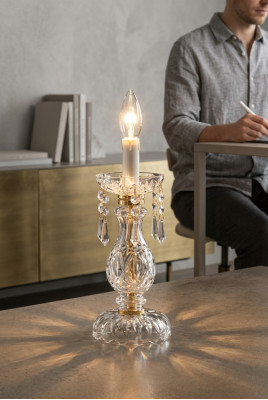 Lampada da tavolo elegante stile antico arredamento di lusso lampada a candela in cristallo.