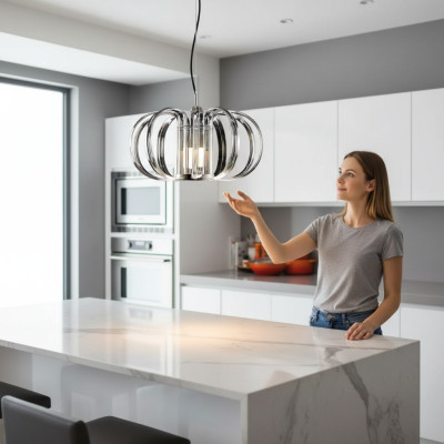 Lussuosa lampadario a sospensione grigio, nuovo lampadario, lampada moderna.