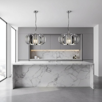 Lussuosa lampadario a sospensione grigio, nuovo lampadario, lampada moderna.