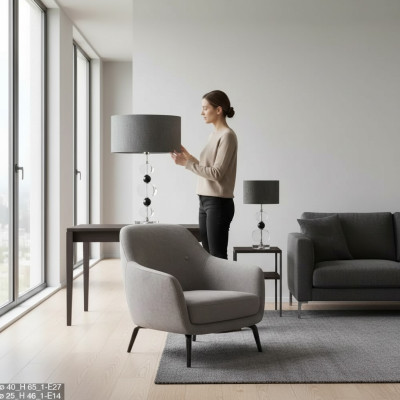 Lampada da tavolo elegante Grigia lampada Illuminazione moderna Lampada da tavolo nuova