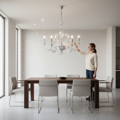 Lampada a soffitto a corona di lusso Lampadario classico Lampade in cristallo