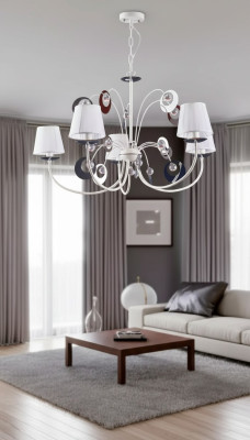 Lussuoso lampadario a 4 lampade stile Art Déco bianco nuovo