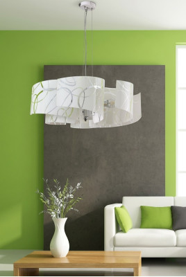 Elegante lampadario moderno a sospensione bianco con 6 lampadine