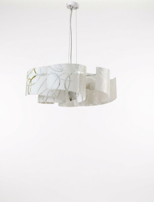 Elegante lampadario moderno a sospensione bianco con 6 lampadine