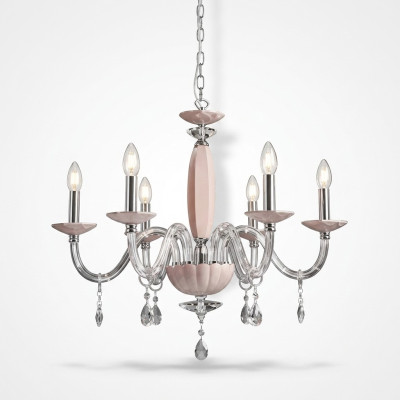 Elegante moderna lampada a sospensione beige con 6 lampadine nuove.