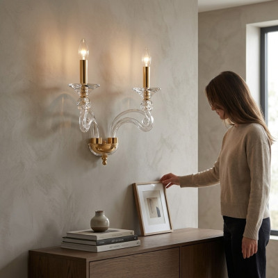 Lampada da parete Design Lampada da parete di lusso con cristalli a pendente, nuova