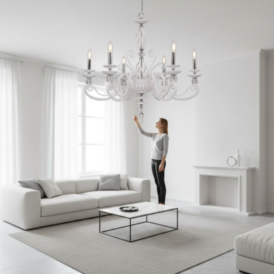 Plafoniera Lampadario Lampadario Lampadario in vetro bianco Stile antico