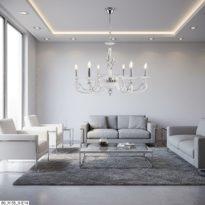 Lampadario a soffitto in cristallo di lusso per lampadario a soffitto bianco.