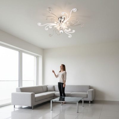 Lussuoso lampadario a soffitto bianco lampadario lampada da soffitto in cristallo lampadario in Italian.