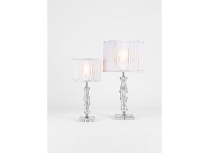 Lampada da tavolo classica bianca per scrivania con illuminazione a cristalli