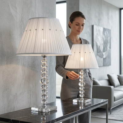 Lampada da tavolo, lampada da tavolo bianca, lampadario in cristallo, lampade moderne nuove