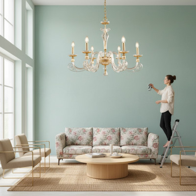 Lampadario a soffitto lussuoso lampadario di cristallo lampada a sospensione lampade dorate