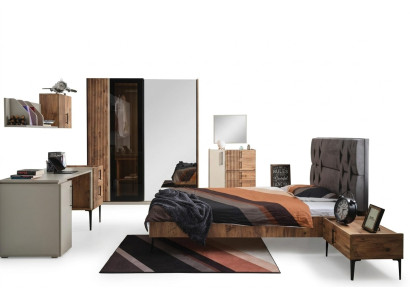 Camera da letto di lusso 7 pezzi Letto Comodino Armadio Cassettiera Specchio