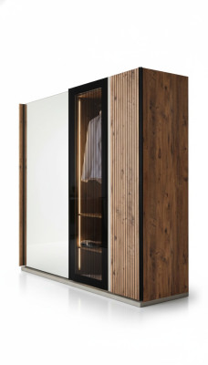 Armadio moderno di lusso in legno, armadi in vetro eleganti per la camera da letto.