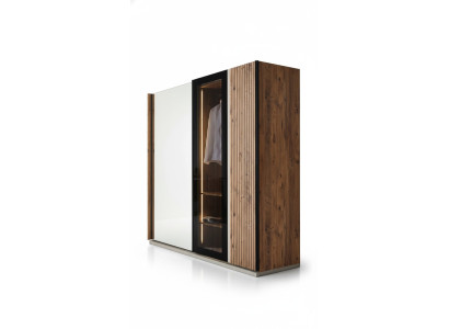 Armadio moderno di lusso in legno, armadi in vetro eleganti per la camera da letto.